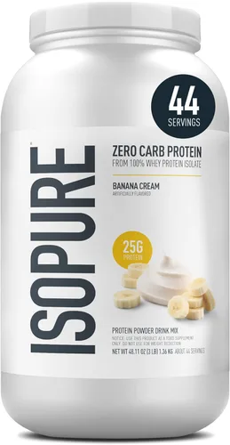 Miniatura 10 de Isopure Zero Carb 100% Proteína Pura de Suero Aislado en Polvo, Sin Lactosa, Sin Gluten, Con Vitaminas, Vainilla Cremosa, 25g de Proteína por