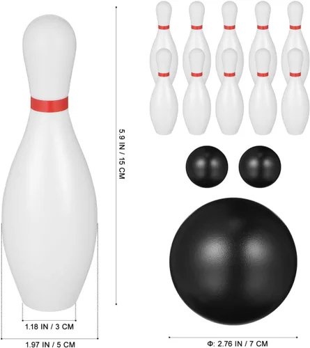 Miniatura 3 de STOBOK Juego de bolos para niños con 10 pines de plástico y 2 bolas, juguete deportivo para interiores y exteriores, juguetes educativos