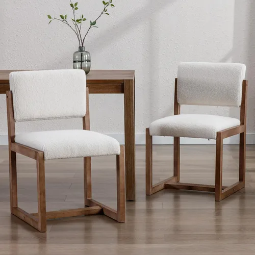 Miniatura 10 de LukeAlon Juego de 4 sillas de comedor vintage de lino, sillas laterales de cocina con respaldo abierto de granja con patas de madera maciza, sillas