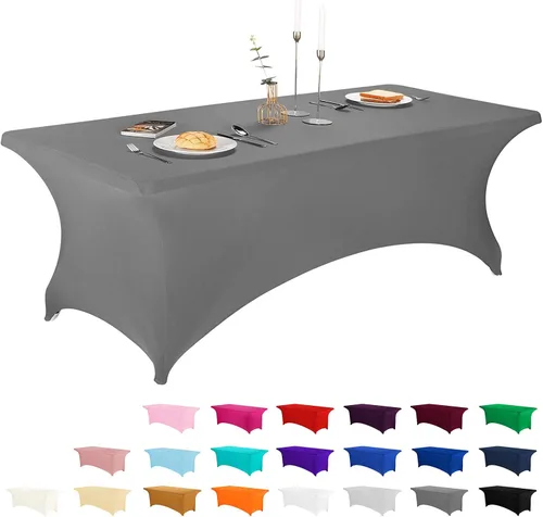 Miniatura 79 de LZY Cubierta de Mesa Elástica Ajustable de Spandex para Mesa Plegable de 6 pies, 4 pies o 8 pies, Mantel de Cóctel Rectangular, Perfecto para Champn