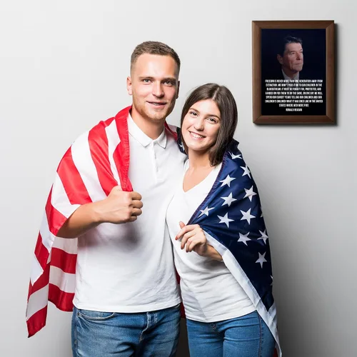 Miniatura 5 de REGALOS DE LUJO AMERICANO Arte de pared con cita patriótica – “La libertad está a una generación de distancia” – Cartel de retrato presidencial