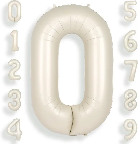 Miniatura 31 de SUWEN Globos de helio grandes de 102 cm (40 pulgadas) con letra S en color crema. Globos grandes de papel de aluminio con letra en helio, de A a Z.
