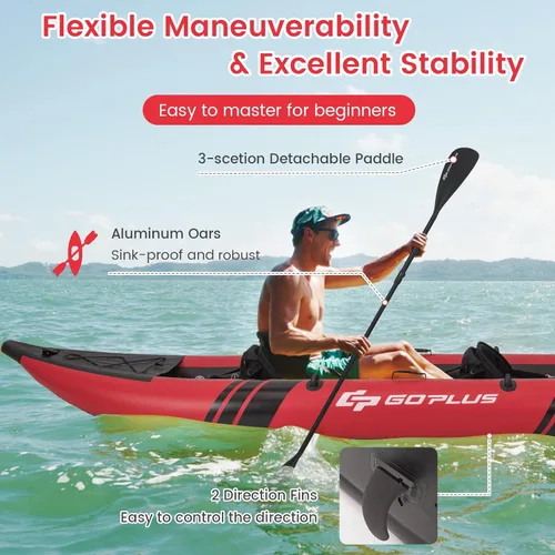 Miniatura 5 de Goplus Kayak inflable, juego de kayak para 2 personas para adultos con capacidad de peso de 507 libras, 2 remos de aluminio, asiento acolchado
