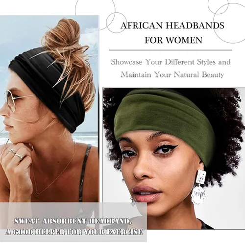 Miniatura 5 de Diademas bohemias para mujer, extra grande, ancha, turbante, banda para el cabello, entrenamiento, Yaga, deportes, elástica, accesorios