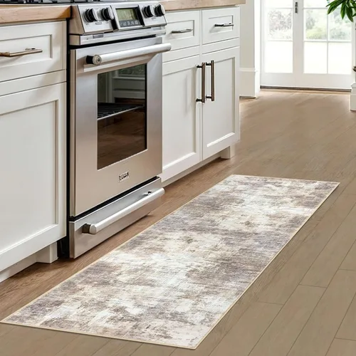 Miniatura 151 de IOHOUZE Alfombra abstracta lavable de 3 x 12 pies para pasillos, antideslizante para cocina, camino de entrada de lana sintética para interiores