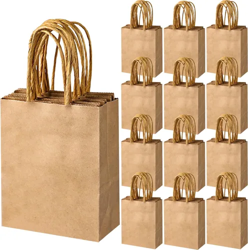 Miniatura 10 de SPERPAND 150 bolsas de regalo pequeñas, bolsa de papel marrón de 6.5 pulgadas, bolsas de regalo de papel kraft para cumpleaños, baby shower