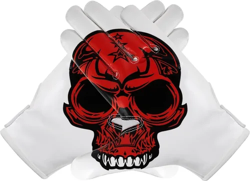 Miniatura 4 de Glorious Traders Youth Football Gloves American Wide Receiver Football Gloves for Adult Men Women & Boys with Super Sticky Silicone Grip Palms Blanco