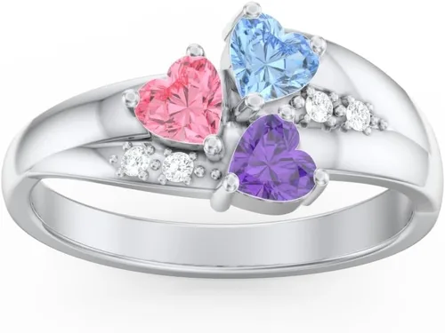 La madre de los anillos con piedras de la fortuna, elija 3 piedras de la fortuna, 3 nombres y 1grabado personalizado