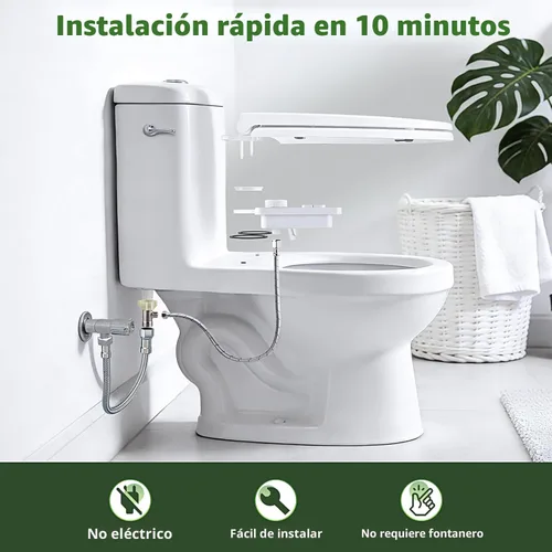 Miniatura 5 de SAMODRA Accesorio de bidé, accesorio para asiento de inodoro de agua fría no eléctrico con controles de presión, boquillas dobles retráctiles Blanco