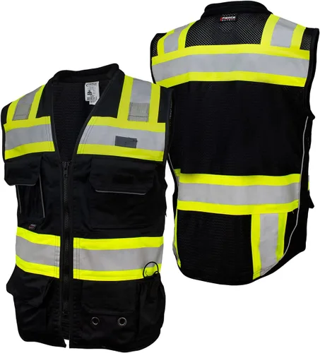 Miniatura 3 de SU500 Premium Surveyors Clase 2 Chaleco resistente, bolsillos para tableta y acolchado para el cuello Negro