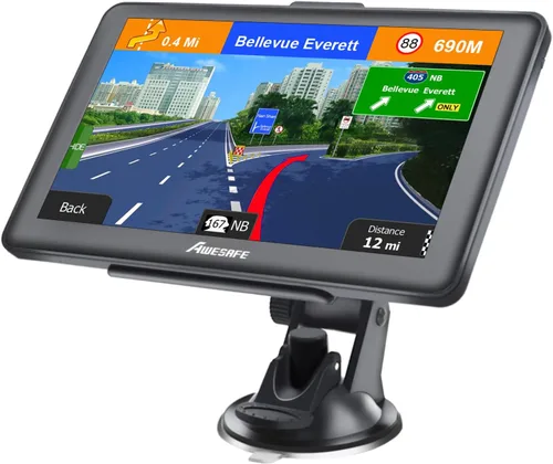 AWESAFE Navegador GPS para automóvil, última pantalla táctil de 7 pulgadas, pantalla táctil de 7 pulgadas, sistema de navegación de recordatorio de