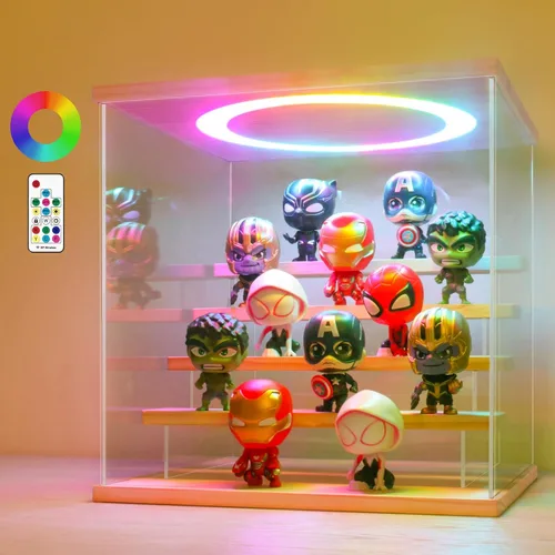 Miniatura 18 de LANSCOERY vitrina acrílica con iluminación LED, caja de exhibición de 5 niveles para coleccionables y figuras de acción, organizador transparente a