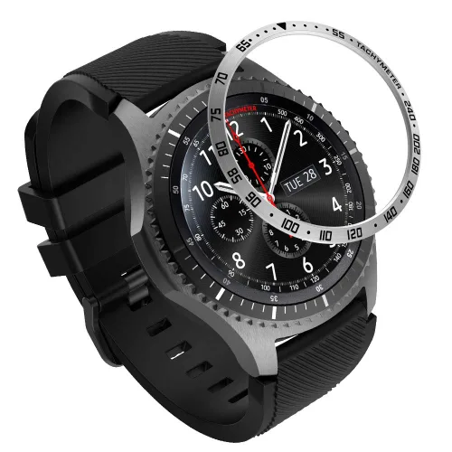 Miniatura 16 de AISPORTS Anillo de bisel compatible con Samsung Galaxy Watch 1.811 in bisel Loop cubierta adhesiva anti arañazos acero inoxidable bisel de metal