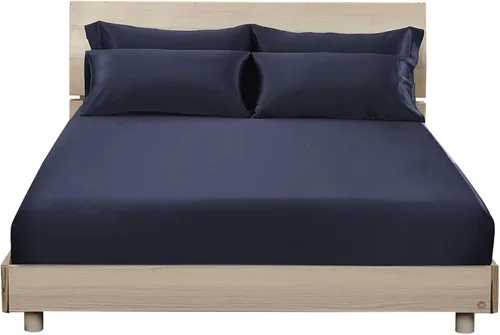 Miniatura 11 de LilySilk Juego de sábanas bajeras de 3 piezas, 100% seda de morera grado 6A, 2 fundas de almohada y 1 sábana bajera, bolsillo profundo de 16 Negro