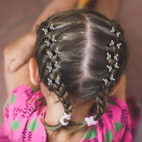 Miniatura 7 de ANBALA 65 pinzas pequeñas de mariposa con diamantes de imitación, dientes entrelazados para mujeres y niñas, metal ligero y duradero, accesorios