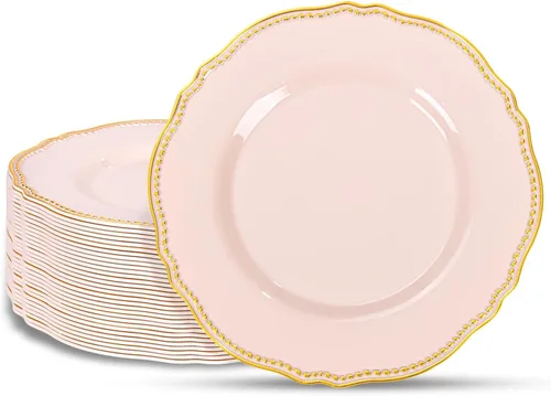 Miniatura 12 de Hioasis 100 piezas Platos de plástico blancos - Platos de cena desechables blancos de 10.25 pulgadas, Platos de cena de plástico, elegantes