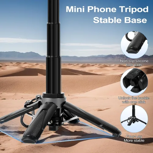 Miniatura 5 de Mini trípode 3 en 1, palo selfie para iPhone, trípode para iPhone con control remoto, trípodes de viaje ligeros para grabación de video selfie
