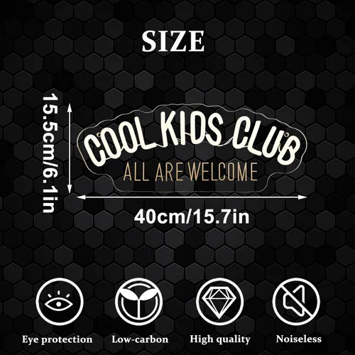 Miniatura 6 de Letrero de neón Cool Kids Club, luz de neón All Are Welcome hecha a mano, luz LED de neón para habitación de bebé, luces de neón USB regulables