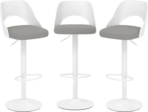 Miniatura 13 de HENGJIANYI Taburete de bar giratorio ajustable en altura con respaldo hueco, silla tapizada con base de metal negro, asiento negro