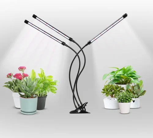 Miniatura 21 de iPower Luz LED de crecimiento con espectro completo para plantas de interior, cuello de cisne ajustable, 5 niveles regulables, 3 modos de Blanco