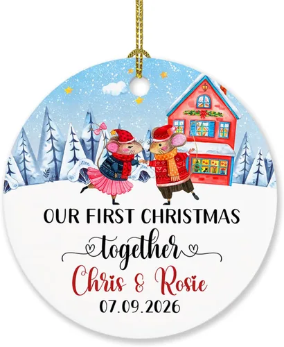 Miniatura 9 de Adorno de decoración de pareja juntos Navidad 2025, Adorno personalizado de nuestra primera Navidad juntos, regalo para citas, aniversario, pareja