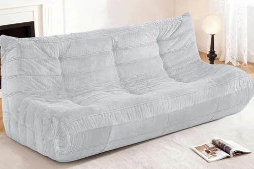 Miniatura 98 de Puf para adultos, silla puf grande, sillón con relleno de espuma viscoelástica para el hogar, apartamento o sala de juegos, gris afelpado Felpa gris