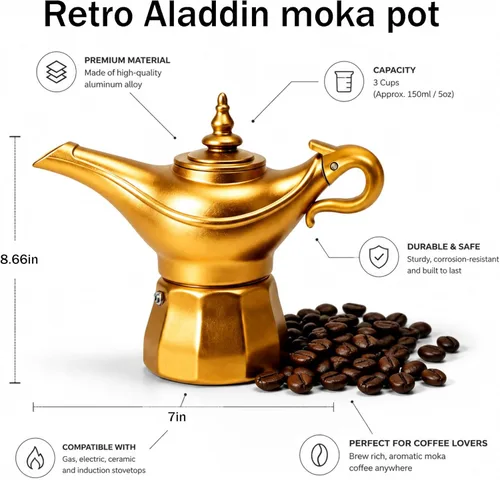 Miniatura 5 de Cafetera, olla moka para café italiano y cubano, cafetera Greca, cafeteras, 6 tazas de espresso