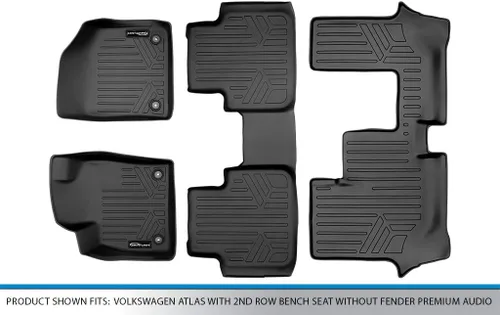 Miniatura 6 de SMARTLINER Juego de alfombrillas para todo tipo de clima, 3 filas compatibles con Volkswagen Atlas 2018-2025