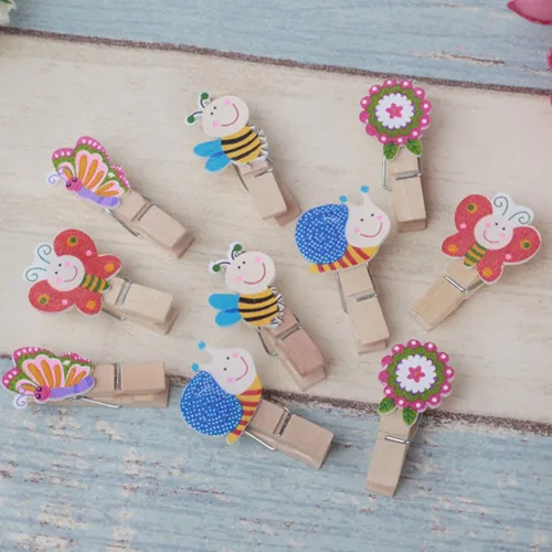 Miniatura 8 de EXCEART Pinzas para la ropa con forma de animal, 50 clips de madera para fotos, manualidades, organización del hogar, clips de dibujo, pequeñas