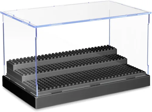 KKU Vitrina para bloques de figuras de acción de minifiguras, caja de exhibición de minifiguras acrílicas, caja de almacenamiento con 3 pasos