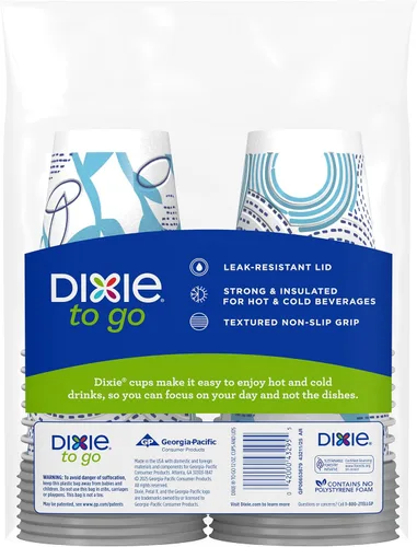 Miniatura 2 de Dixie To Go - Tazas de café de papel con tapas, 12 onzas, 14 unidades, vasos de papel aislantes desechables para bebidas calientes o frías Medium