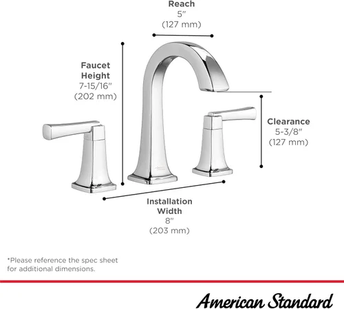 Miniatura 3 de American Standard Townsend 7353801.243, grifo de baño de 2 manijas generalizado de 8 pulgadas, 1.2 GPM, negro mate Mate negro