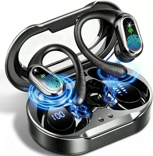Auriculares inalámbricos, auriculares Bluetooth 5.4 2026 deportivos, 60 horas estéreo de alta fidelidad con graves profundos con micrófono ENC con