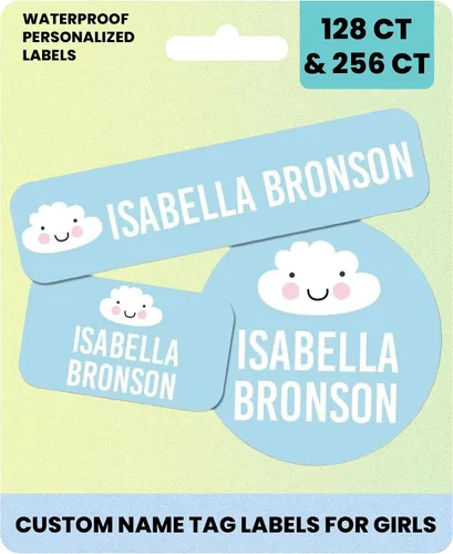 Miniatura 16 de Suministros escolares etiquetas de nombre personalizadas, etiquetas adhesivas de nombre personalizadas lavables para niñas, etiquetas adhesivas