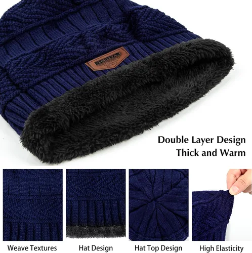 Miniatura 126 de Loritta Gorro de invierno cálido de punto grueso y holgado para hombre
