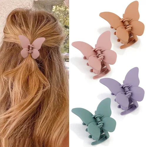Miniatura 12 de Canitor Pinzas de mariposa para mujer, 3 piezas: pinzas para el cabello de mariposa para mujer, transparentes, perlas, cabello grueso y fino