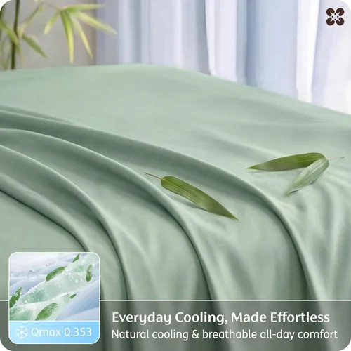 Miniatura 4 de Bedsure Juego de sábanas de tamaño King, sábanas refrescantes para personas que duermen con calor, rayón derivado del bambú, transpirable y suave