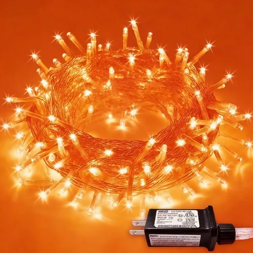 Miniatura 9 de QITONG Tira de luces rojas y verdes para exteriores, 165 pies, 500 luces LED de alambre transparente de Navidad para interiores, 8 modos de luz