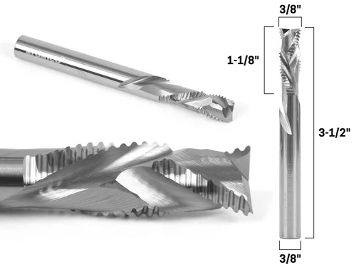 Miniatura 3 de YONICO Broca de compresión CNC 2 flautas en espiral molino de extremo más duro Broca de enrutador 3/8 pulgadas de diámetro 3/8 pulgadas vástago