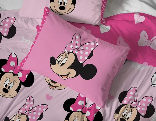 Miniatura 6 de Jay Franco Disney Minnie Mouse Hearts N Love - Juego de ropa de cama tamaño completo de 5 piezas, incluye edredón reversible y juego de sábanas, Rosa