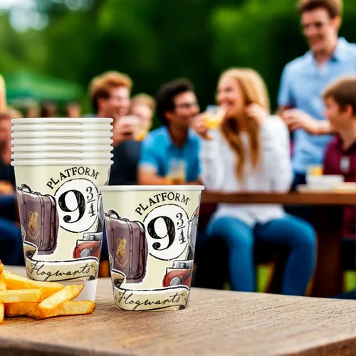 Miniatura 2 de Vasos de papel de Harry Potter, 9 onzas, diseño mágico multicolor, suministros perfectos para fiestas de cumpleaños y eventos temáticos, paquete de 8