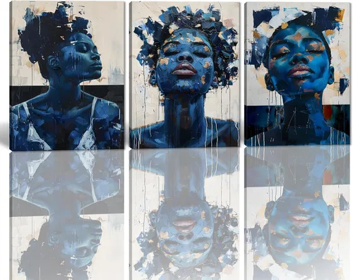 Miniatura 108 de MAMAGO Lienzo decorativo para pared, pintura de belleza dorada y negra, fotos de mujeres africanas, hermosos pósteres de mujer negra, impresiones