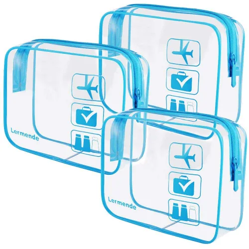 Miniatura 16 de Lermende - Bolsa de aseo, 2 unidades, transparente, aprobada por la TSA, bolsa de viaje de un cuarto, tamaño 3-1-1 Negro