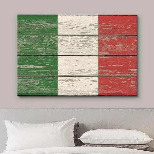 Miniatura 3 de wall26 - Cuadro en lienzo para pared, bandera italiana en paneles de madera vintage retro, arte digital de cultura pop, arte moderno tradicional