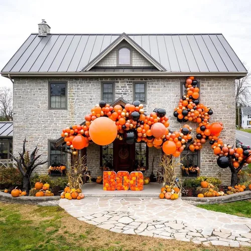 Miniatura 3 de Kit de Guirnalda de Arco de Globos de Halloween, 126 Piezas, Globos Negros y Naranjas con Globos de Calabaza BOO, Murciélagos de Aluminio, Globos