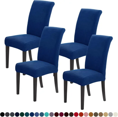 Joccun - Juego de 4 fundas para sillas de comedor, fundas elásticas para sillas de comedor, fundas de asiento para sillas de comedor, funda de Azul