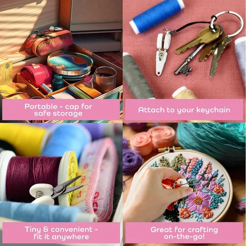 Miniatura 6 de JubileeYarn Itty Bitty Snippy - Tijeras de llavero portátiles compatibles con la TSA, color blanco, 1 par