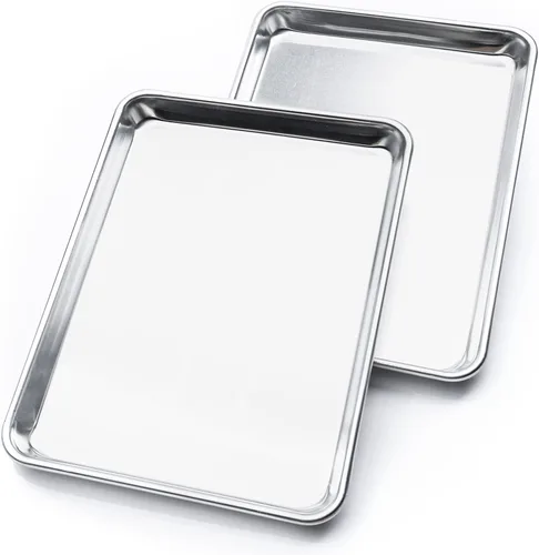 Miniatura 6 de KITCHENATICS Bandeja de aluminio para brazo de gitano de 15 x 10 pulgadas y estante de acero inoxidable, bandeja para hornear con estante
