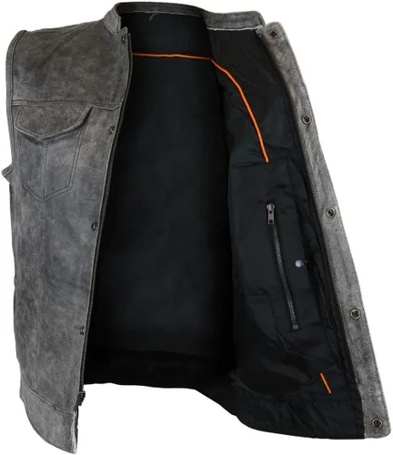 Miniatura 3 de Chaleco de piel de vaca estilo SONS of Anarchy para hombre en color gris antiguo