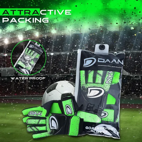 Miniatura 8 de Guantes de portero de fútbol para niños con dedo, agarre de látex fuerte, dedos y palmas acolchados, transpirables, muñeca ajustable, duraderos